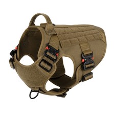 ICEFANG Tactical Dog Harness with 4X Metal Buckle,Working Dog MOLLE K9 Vest with
