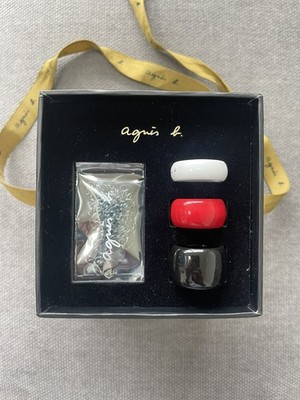 Agnes B Keramik Ringe & 925 Silber Halskette Set in Box