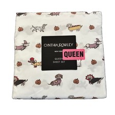 New Cynthia Rowley New York Queen 4 Pc Sheet Doxie Dachshund Costumes Halloween