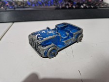 VINTAGE MILBO LONDON BLUE WILLYS JEEP METAL WHEELS UNCUT WINGS DIECAST MODEL CAR