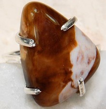 Natural Peanut Wood Jasper 925 Solid Sterling Silver Ring Sz 7 B15-5