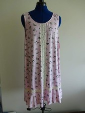 KATE SPADE PINK FLORAL Lace MODAL Sleeveless RUFFLED Womens MED Short NIGHT GOWN