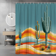 Desert Cactus Landscape Shower Curtain, Colorful Southwest Scene