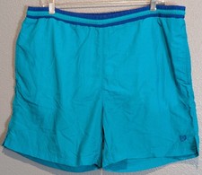 Vintage Retro Givenchy Sport Swim Shorts Solid Turquoise Blue Trim Men's Large