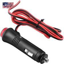 12V 24V Male Plug Cigarette Lighter Adapter, 10A on off Switch Cord with  1.5M