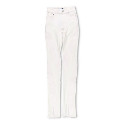 MUGLER Womens Skinny Jeans High Waist Tonal Inserts Split Hem White 34 RRP 575