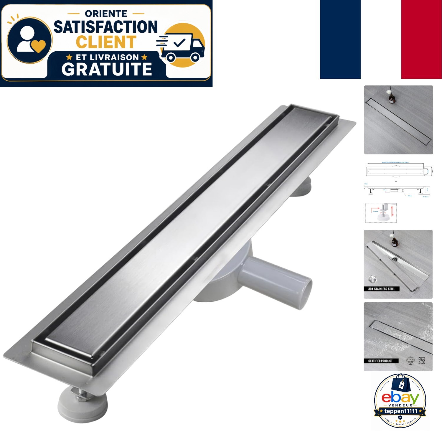 Caniveau de douche 110 cm en inox pour créer une salle de bain bien-être et moderne