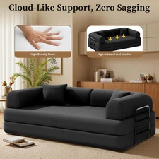Compressed Corduroy Sofa Set Folding Couch Sofa Bed w/ Armrest Living Room