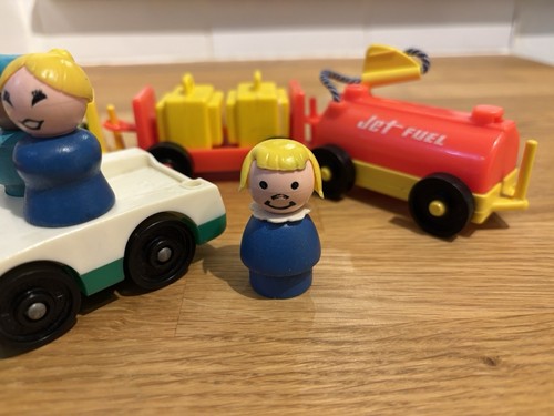 Vintage Fisher Price Little People Airport Bundle 1970s Baggage Handler Jet Fuel - Picture 2 of 4