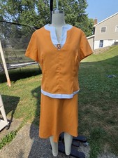 Two Pieces 1960s/1970s Orange Skirt and Shirt Set
