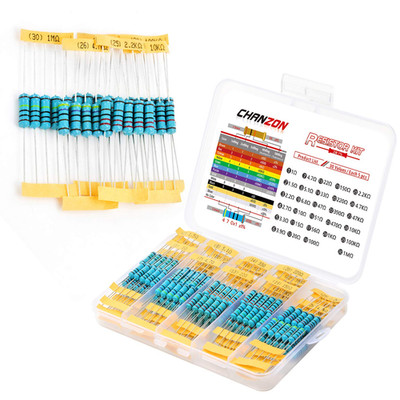 Chanzon 29 Values 2W 1R-1MR Ω Ohm Metal Film Fixed Resistor Kit 150Pcs ±1% Toler