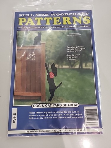 Dog & Cat Shadow Pattern Winfield Full Size Woodcraft UNCUT NEW - 第 1/2 張圖片