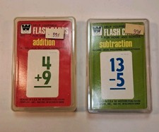 Whitman Addition  Subtraction Flash Cards Lot of 2 Sets Complete with Cases VTG