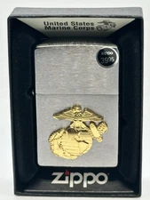 United States Marines USMC Gold Emblem Chrome Zippo Lighter NEW 280MAR
