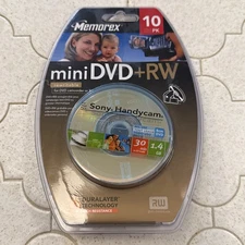 MEMOREX Mini DVD-RW x10 Discs 8cm for Mini DVD Camcorder NEW sealed pack of 10