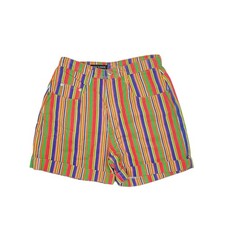 Vintage Cyclone Striped 80s Colorful Denim High Rise Waisted Mom Shorts 28
