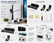 PS5 Slim Wall Mount Standar w/2 Controller Holders Disc  Digital Edition