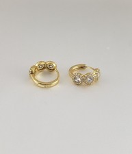 14K Gold Plated 925 Sterling Silver Round CZ Huggie Hoop Earrings