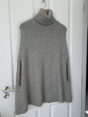 Joseph Cashmere Cape Poncho Roll Neck Wrap Cover Extra Layer Grey S 