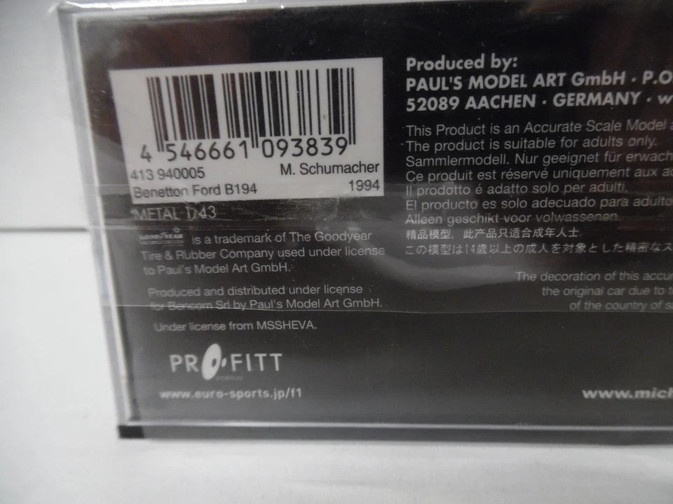 M. Schumacher Benetton B194 World Champion 1994 Limited Edition in 1:43 - Bild 3 von 3