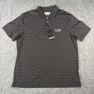 Bugatchi OoohCotton Golf Polo Shirt Mens XL Geometric Martini 8 Way Stretch NWT