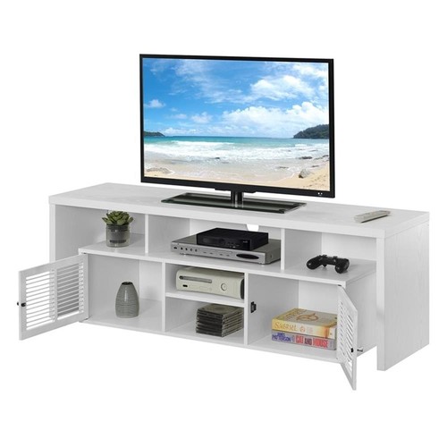 Lexington 60-inch TV Stand with Storage Cabinets and Shelves in White Wood - Picture 4 of 6