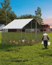 Large Metal Chicken Coop, Chicken Run Outdoor Walk in Poultry Cage