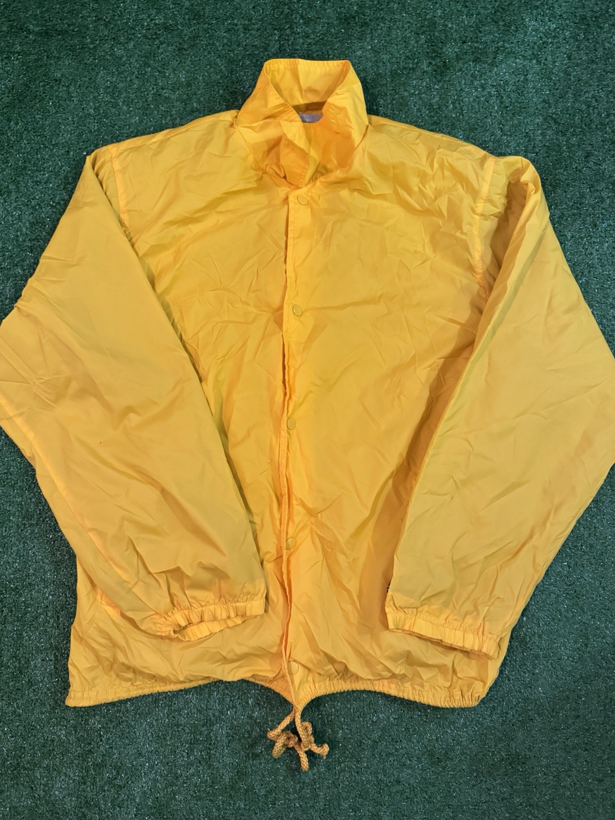 Vintage Champion Yellow Snap Up Collared Coaches Jacket Wind Breaker Mens XL
