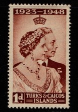 Turks and Caicos Islands 1948 King George VI 1d Silver Wedding SG208 Mint