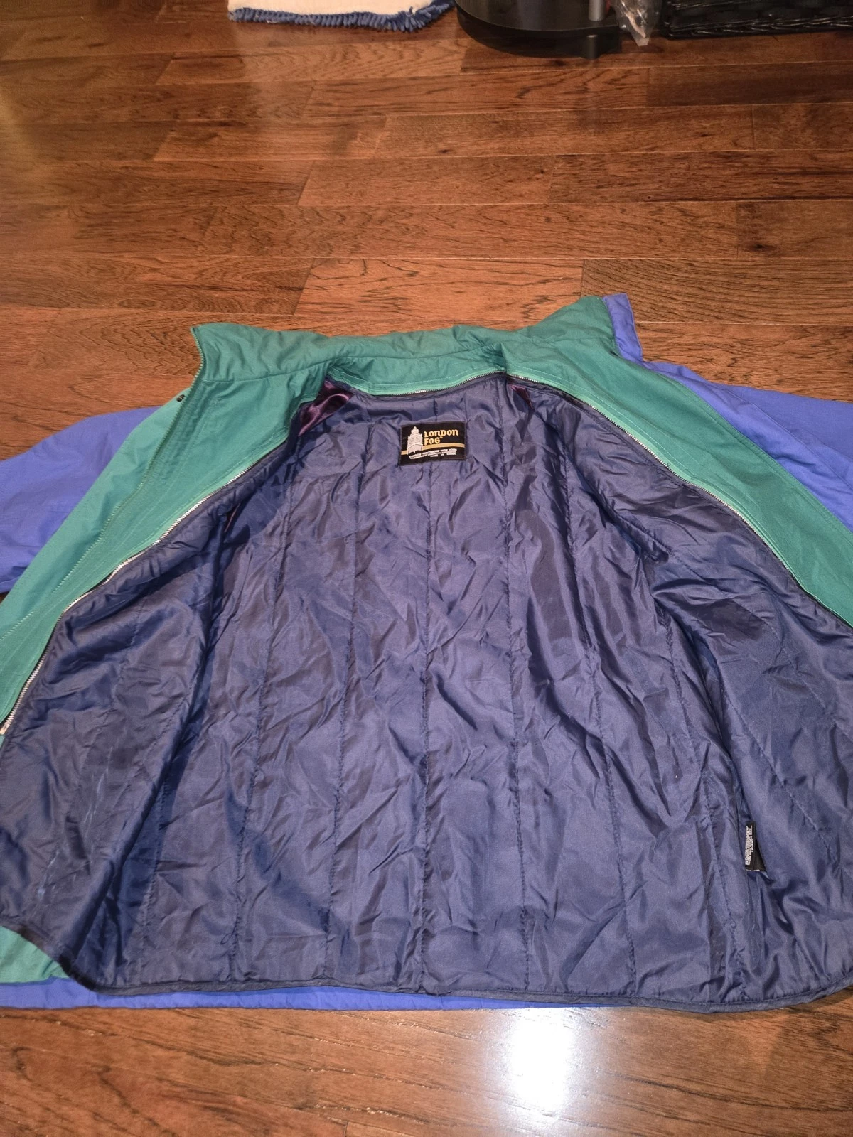 London Fog Men's Full Zip Nylon Jacket w/ Pockets Stand-Up Collar Blue/Green S - product detail image 11