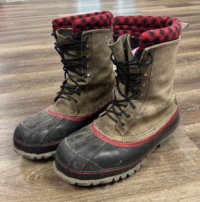 Red Wing Mens Sz 14 Steel Toe Gray Red Work Boot Heritage Duck