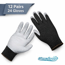 12 Pairs (24 gloves) Size Large - Polyurethane Nylon PU Palm Coated Gloves