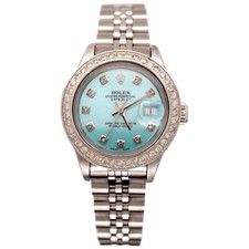 Rolex Datejust 26mm Steel 1.25ct Ice Blue Dial Pave Jubilee Ladies Watch