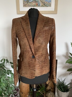 Zara braune Reptilienfellimitat Jacke Blazer Schimmer - XS - Krokodil Schlange