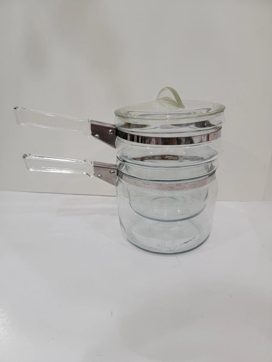 Vintage Pyrex Flameware Double Boiler 6763U Blue Tint, 54 OFF