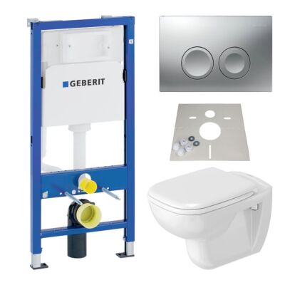 Geberit Vorwandelement mit Delta25 chrom + Duravit WC + WC-Sitz softclose