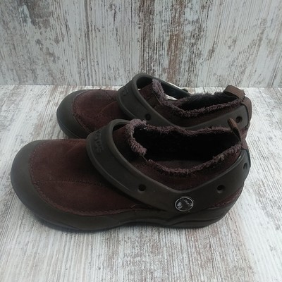 brown suede crocs