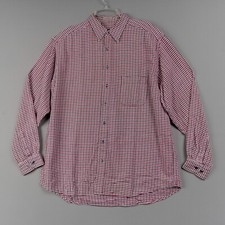 Eddie Bauer Flannel Shirt Mens XL Tall Red Gray Check