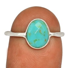 Composite Kingman Blue Mohave Turquoise 925 Silver Ring Jewelry s.8 CR66963