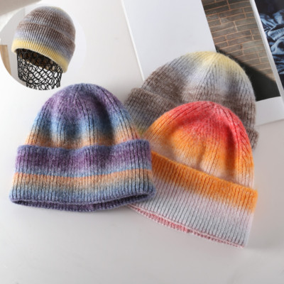 Unisex Batik Strickmütze Beanie Skullcap Matrosenmütze Bündchen Krempe weich