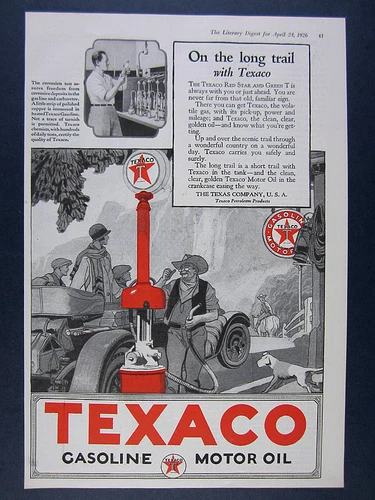 1926 Texaco Gas Oil pump sign illustration art vintage print Ad
