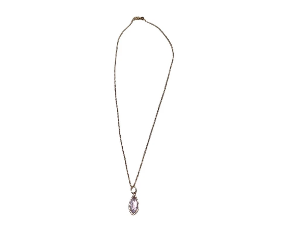 Vintage 14k Rose Gold Light Purple Amethyst Round Diamond Halo Pendant Necklace - Image 2 of 4