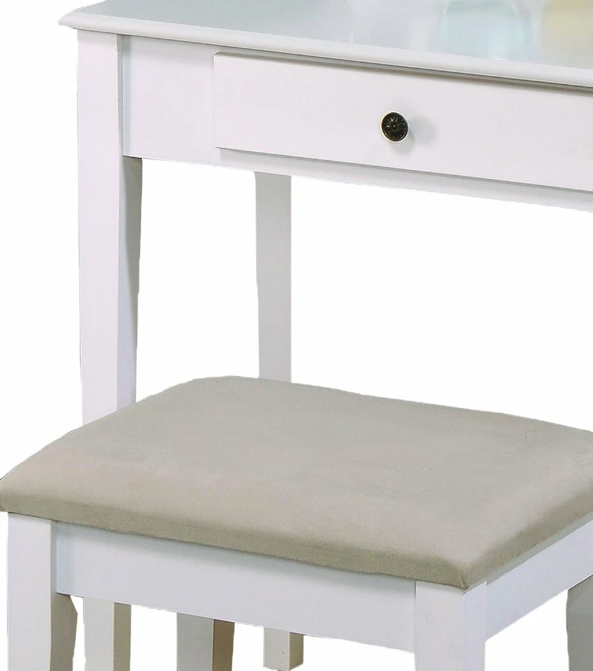 White Iris Wood Vanity Makeup Table w/ Adjustable Mirror & Stool 3 PC Set - Image 3 of 4