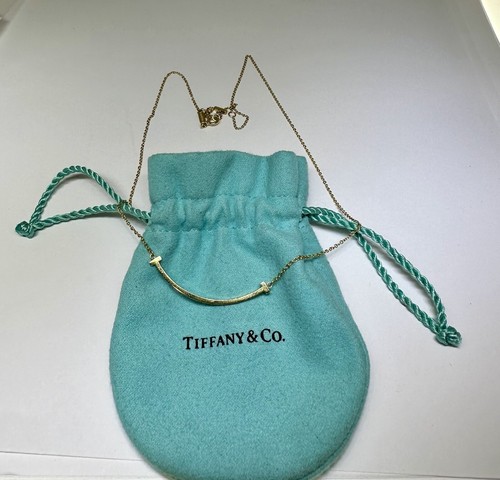 TIFFANY & CO. - 18K YELLOW GOLD "T SMILE" NECKLACE 16" with 2" EXTENDER