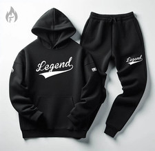 Men's Black Hoodie Joggers To Match Air Jordan 4 Black White Legend Sweatsuit