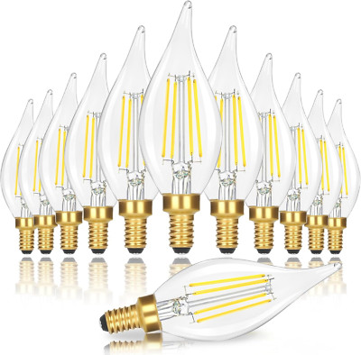 12pcs E12 Candelabra LED Light Bulbs, Dimmable 40W Bright Daylight White Bulbs