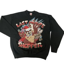 Vtg Looney Toons Tunes 1997 TAZ Christmas LAST MINUTE SHOPPER 50/50 Sweatshirt