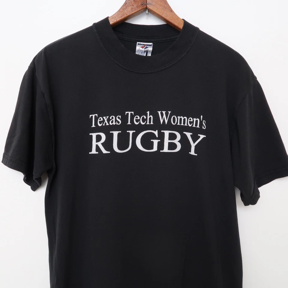 Vintage 90s Texas Tech Red Raiders Women’s Rugby Small Fit T Shirt Nice Pads - Image 2 of 4
