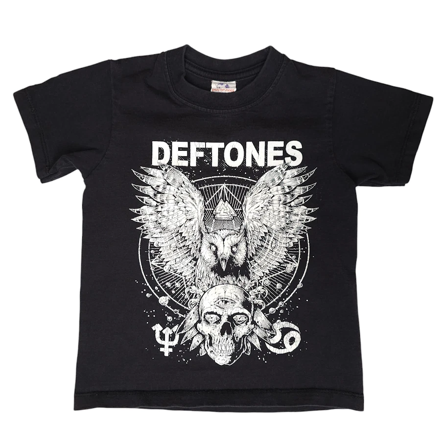 Deftones T Shirt Boys Youth Size Small Black Owl And Skull Alternative Metal - Image 2 of 4
