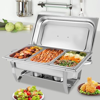 NEU Edelstahl Speisewärmer Chafing Dish Wärmebehälter Warmhaltefach Mit Deckel
